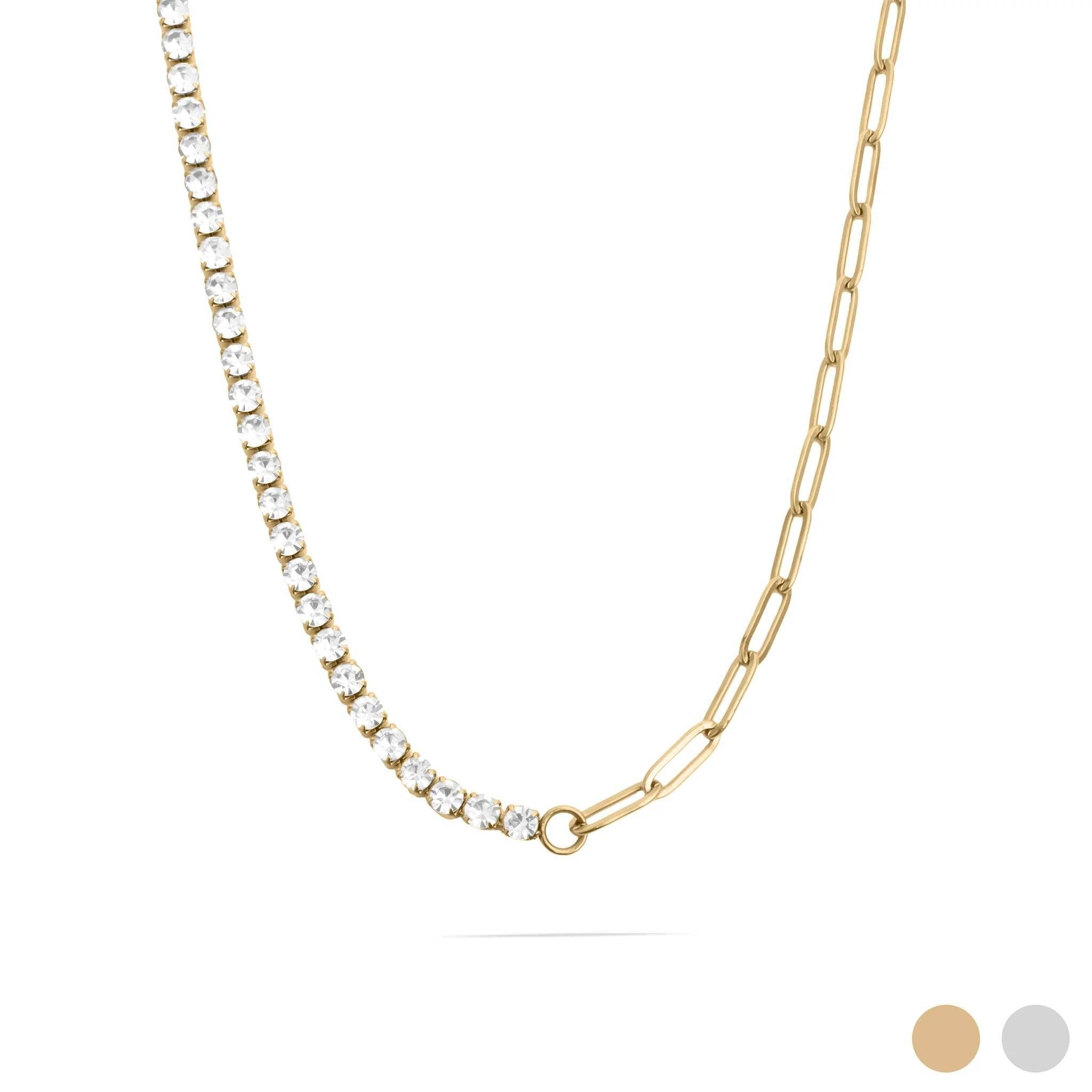 Paperclip Tennis Chain Split Necklace