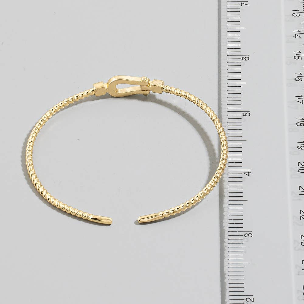 Gold Dipped Twisted Rope Buckle Open Cuff Bracelet