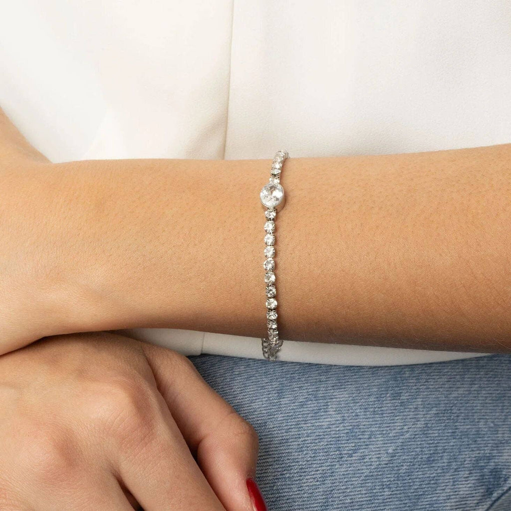 Oval Center Stone Tennis Chain Bracelet