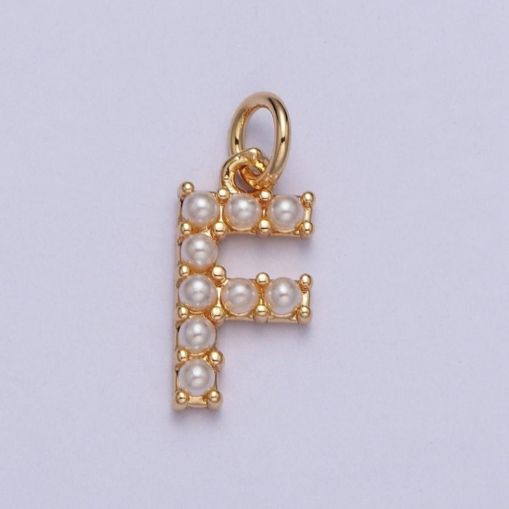 Mini Alphabet Pearl Charm Tiny Pearl Initial Charm 16K Gold Filled Charm for Personalized Jewelry | A-313-A-325