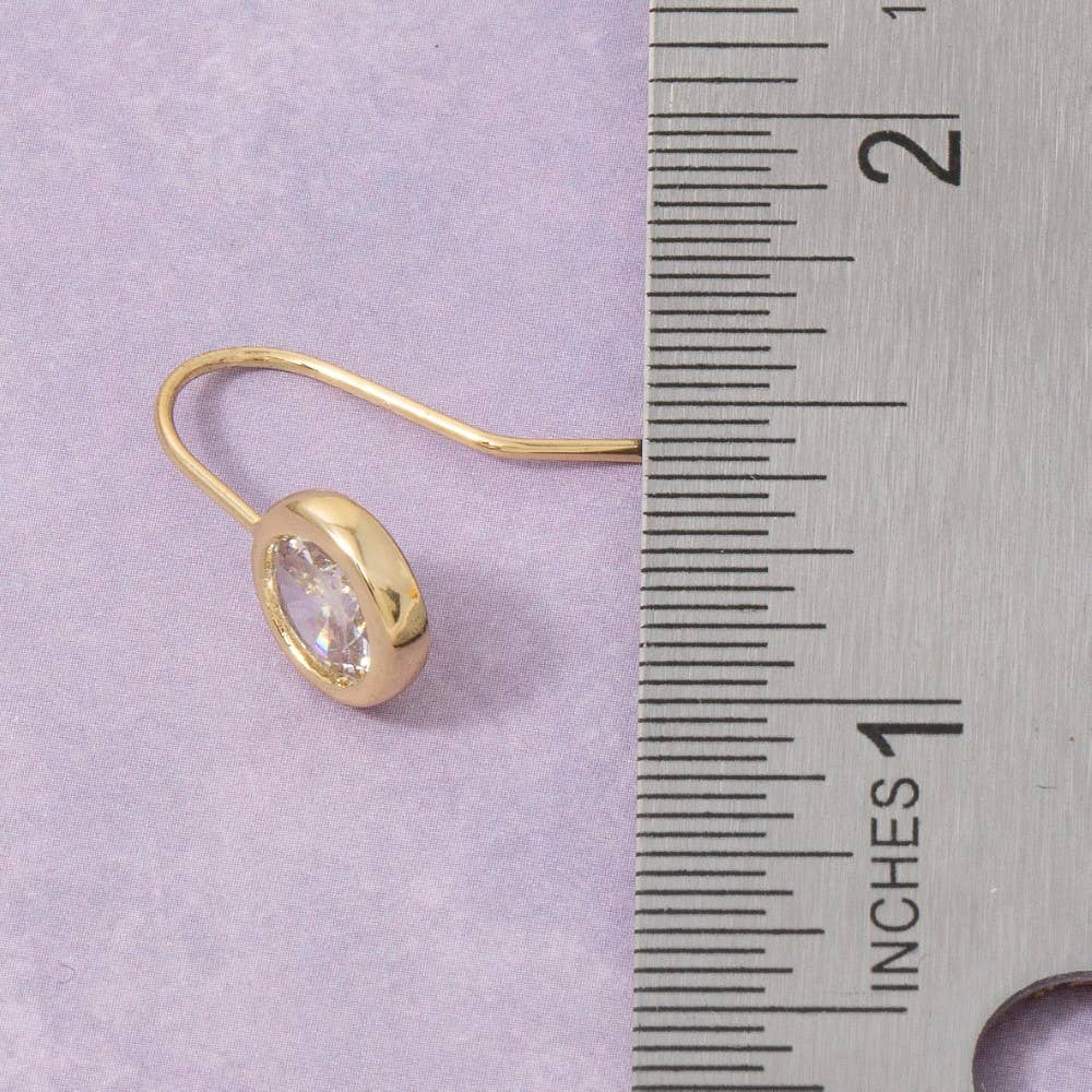 Round Cz Bezel Drop Earrings