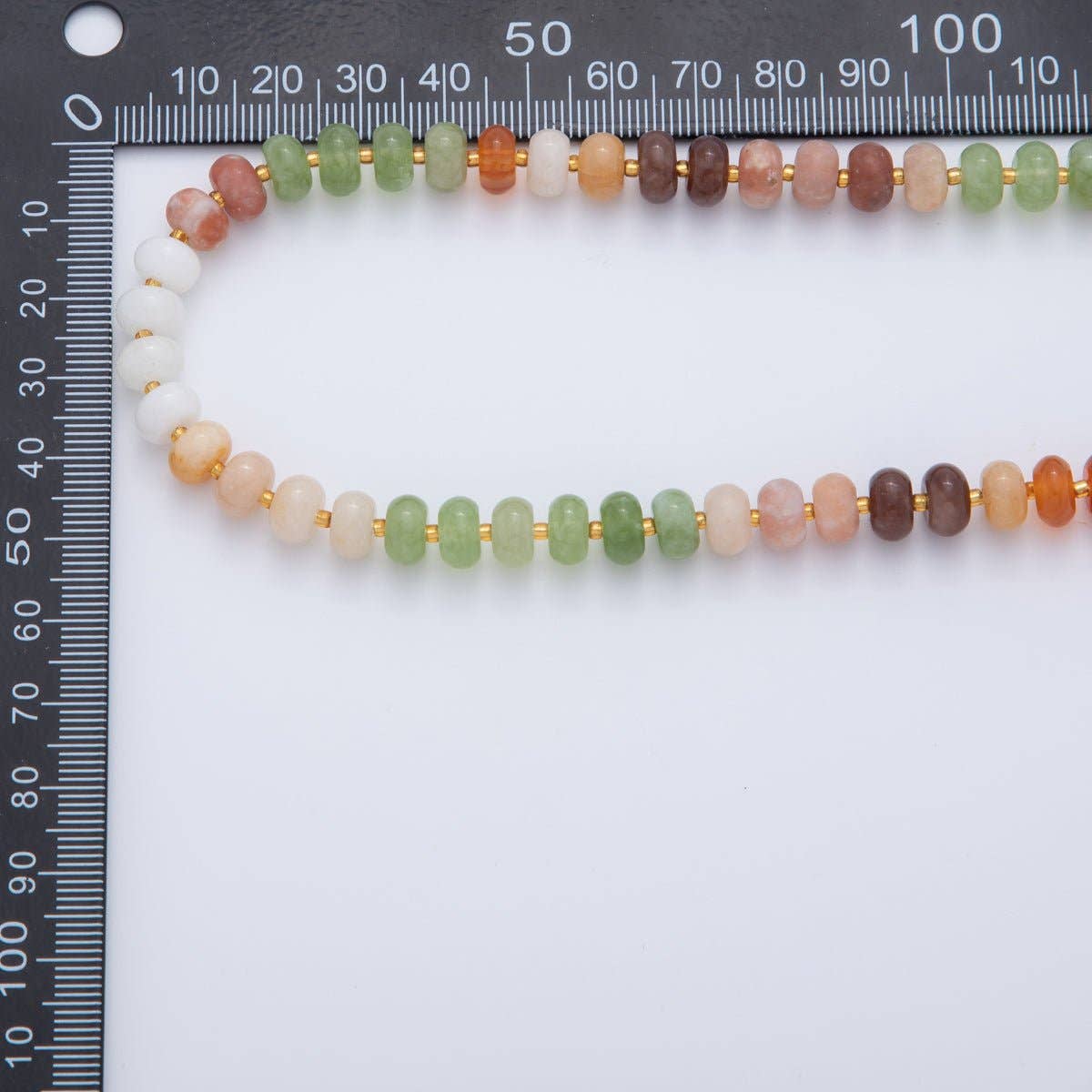 18K Gold Filled Splashed Earth & Sky Toned Color Colorful Gemstone Chain Rondelle Bead Necklace 17.3 Inch with Extender | WA3302 - WA3315