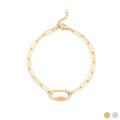 18K Gold PVD Stainless Steel Paperclip Carabiner Bracelet