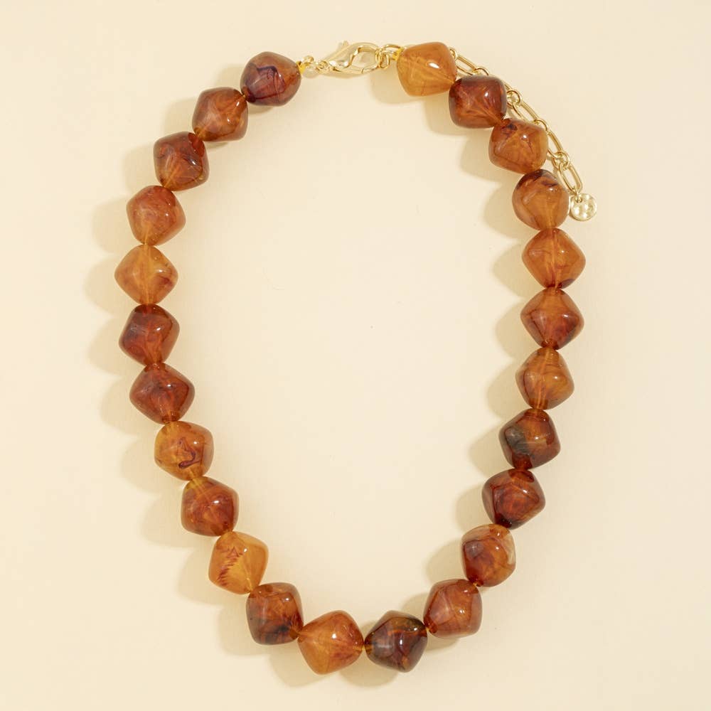 Irregular Marble Resin Beaded Necklace