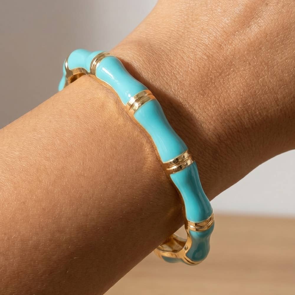 Enamel Bamboo Hinge Bangle Bracelet