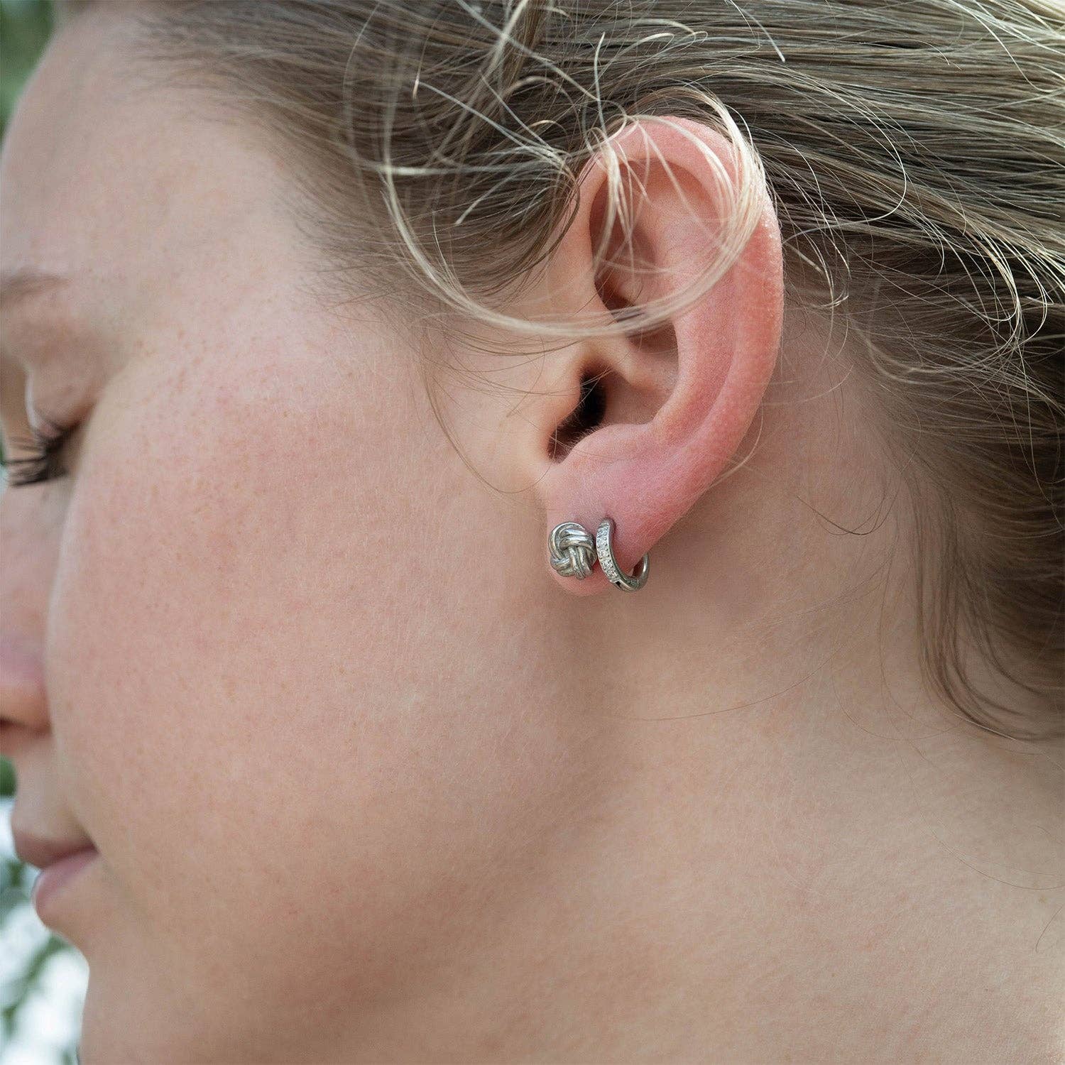 18K Gold PVD Stainless Steel CZ Mini Huggie Earrings