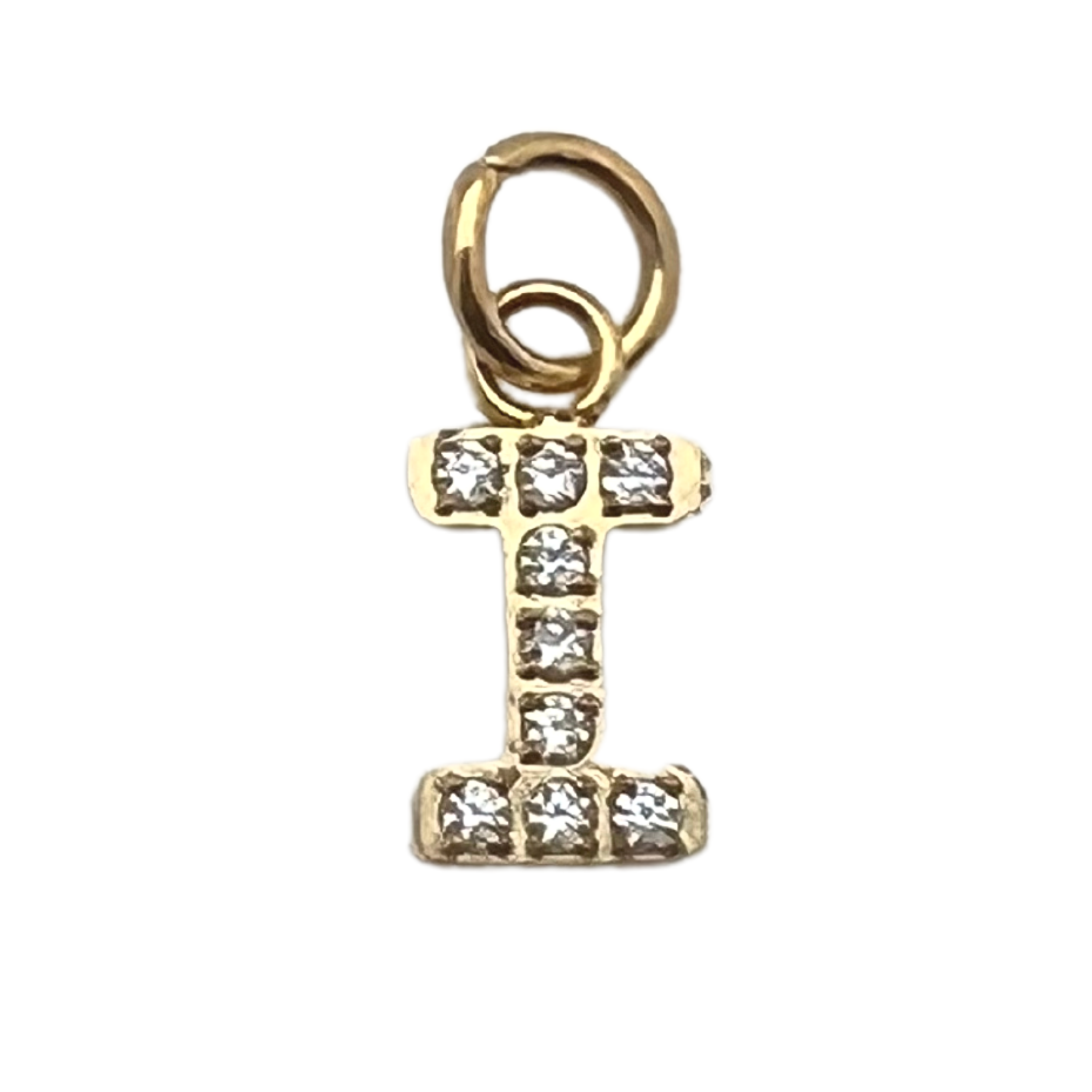 Gold Pavé Set CZ Initial Letter Charms