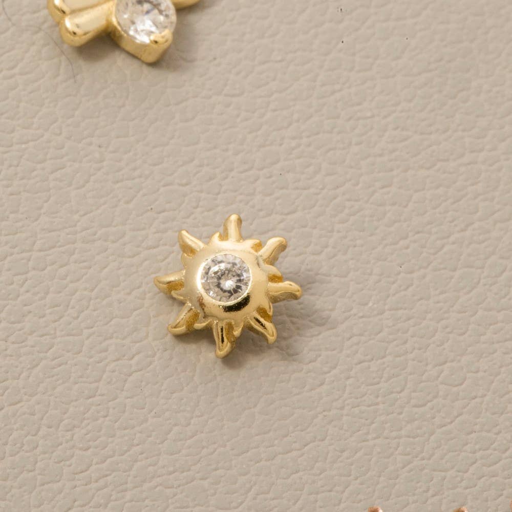 Sterling Silver Flat Back Mini Stud Earrings Set