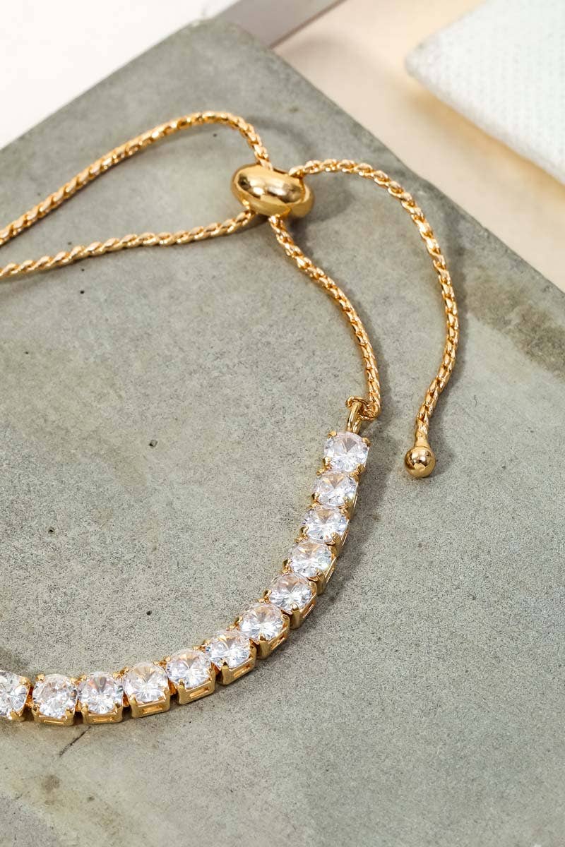 Pave Tennis Cz Adjustable Bracelet