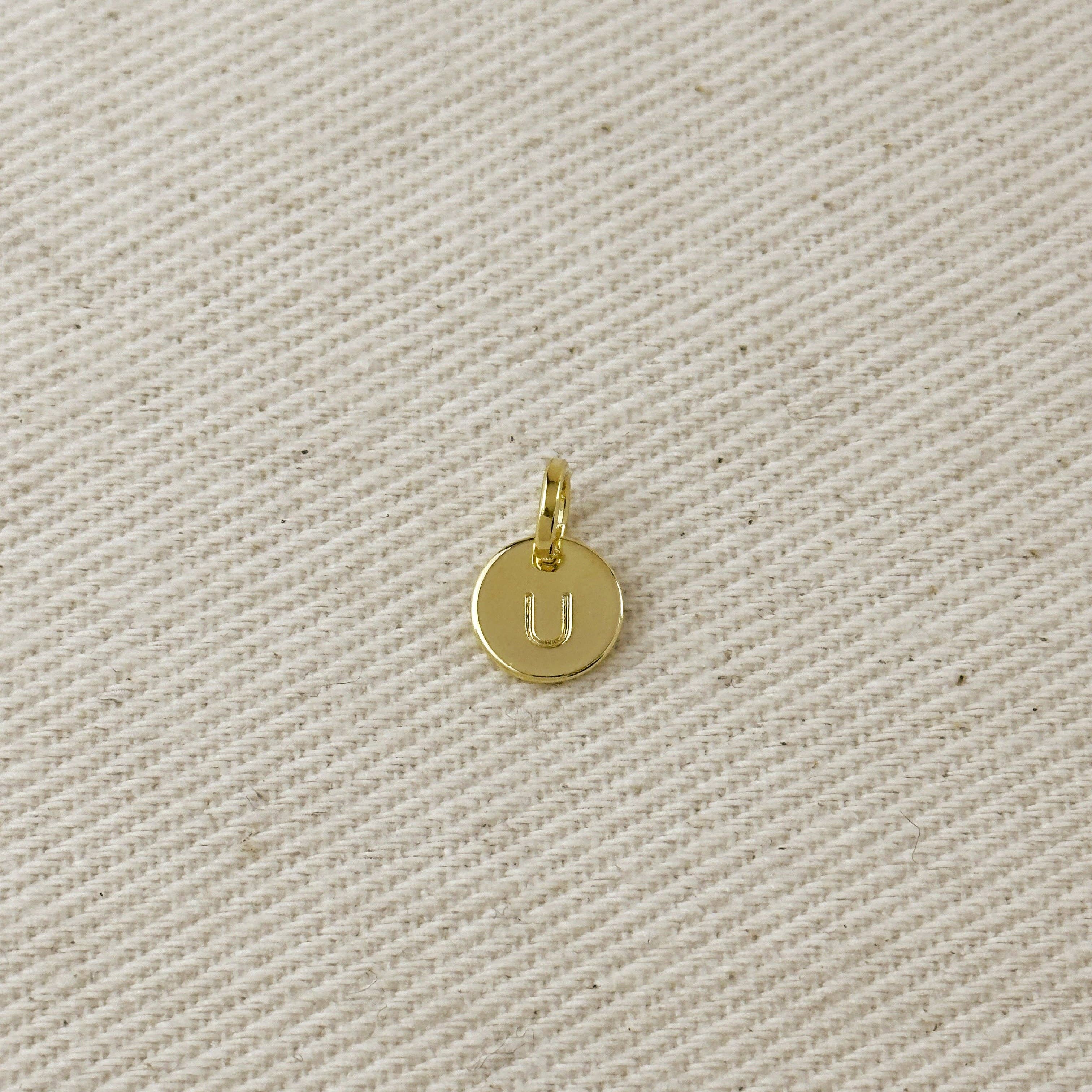 Stamped Tiny Initial Letter Charm in 18k Gold Filled Complete Alphabet