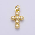 16K Gold Filled 17mm Minimalist Bubble Round Cross Charm | Charms-00498