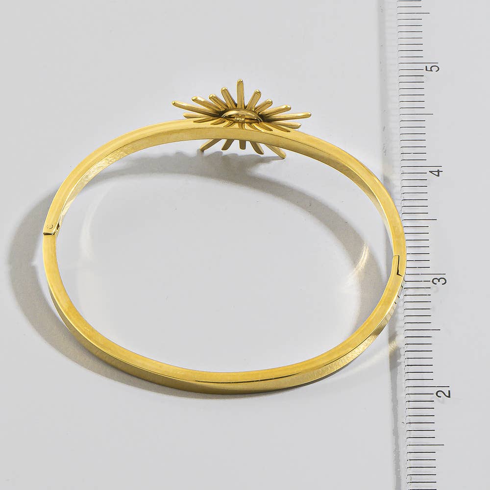 Gold Dipped Sunburst Opal Stone Bangle Bracelet