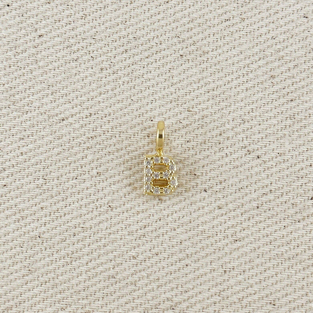 18k Gold filled Micro CZ Initial Letter Charm