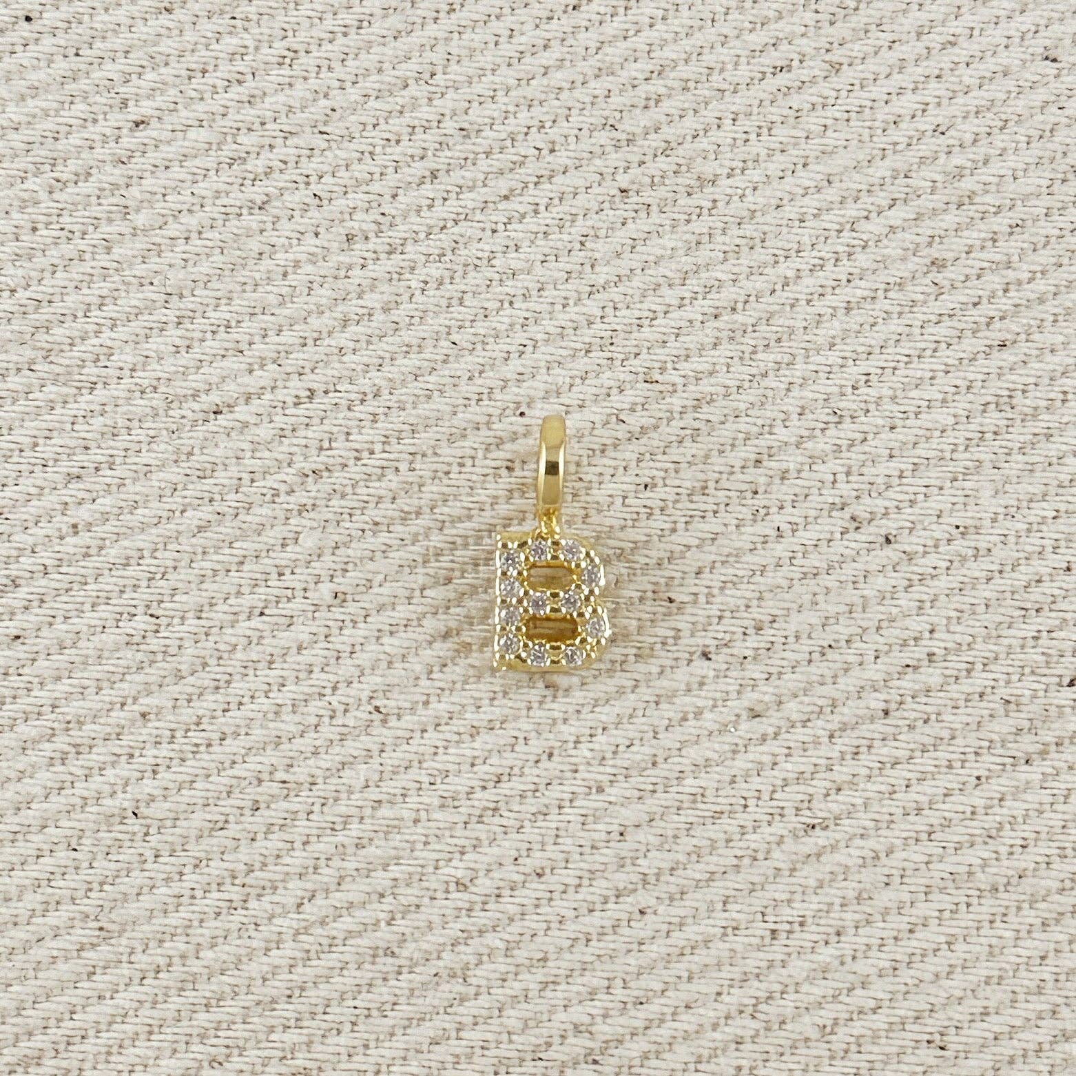 18k Gold filled Micro CZ Initial Letter Charm