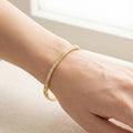 Gold Dipped Cz Pave Hinge Bangle Bracelet