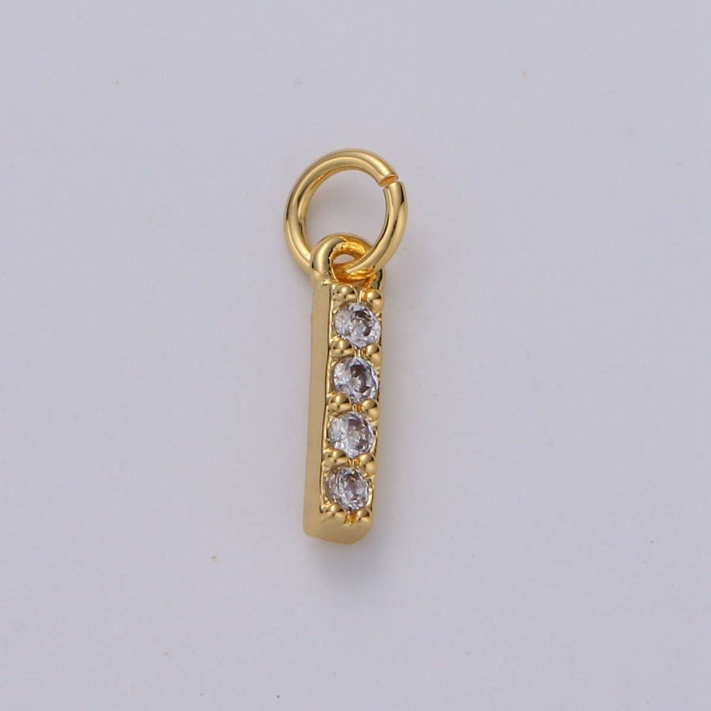 14k Gold Filled Tiny CZ Initial, Letter Alphabet Micro Pave charms Dainty Gold Cubic Pendant Charm for Necklace Bracelet Earring Add on A-099 to A-111