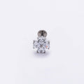 Titanium 6.6mm Clear CZ Heart Clover Single Cartilage Piercing Flat Back Stud in Gold & Silver | Findings-00184 Findings-00185