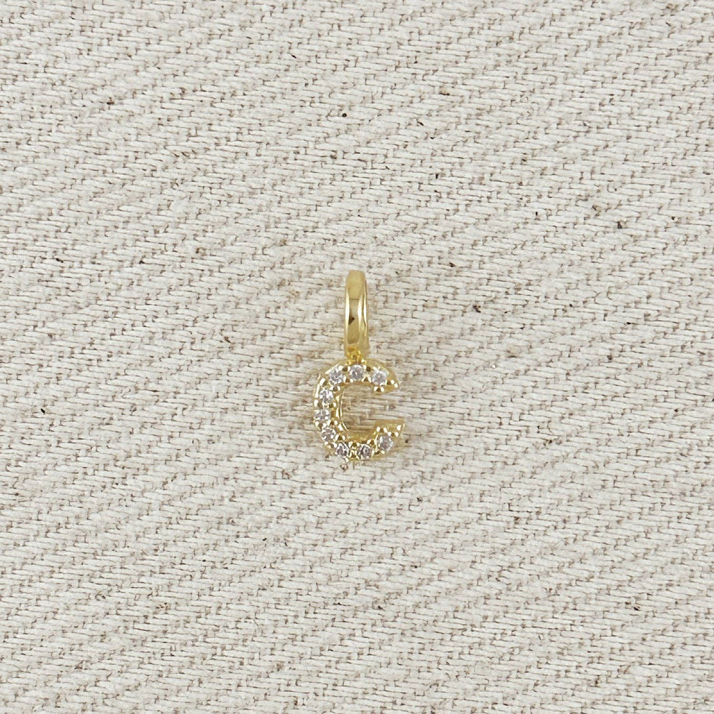18k Gold filled Micro CZ Initial Letter Charm