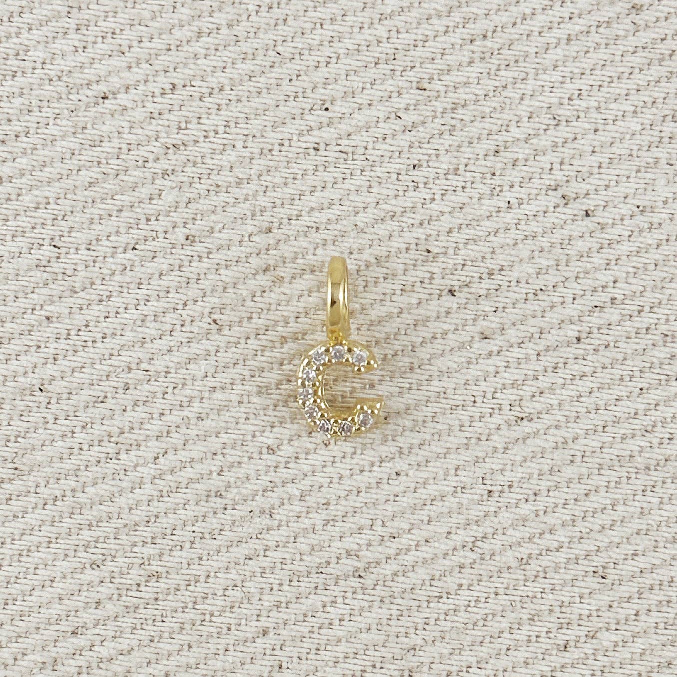 18k Gold filled Micro CZ Initial Letter Charm