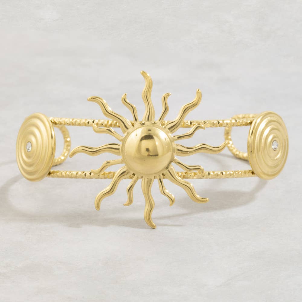 Stainless Steel Celestial Sun Cuff Bracelet