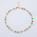 18K Gold Filled Splashed Earth & Sky Toned Color Colorful Gemstone Chain Rondelle Bead Necklace 17.3 Inch with Extender | WA3302 - WA3315