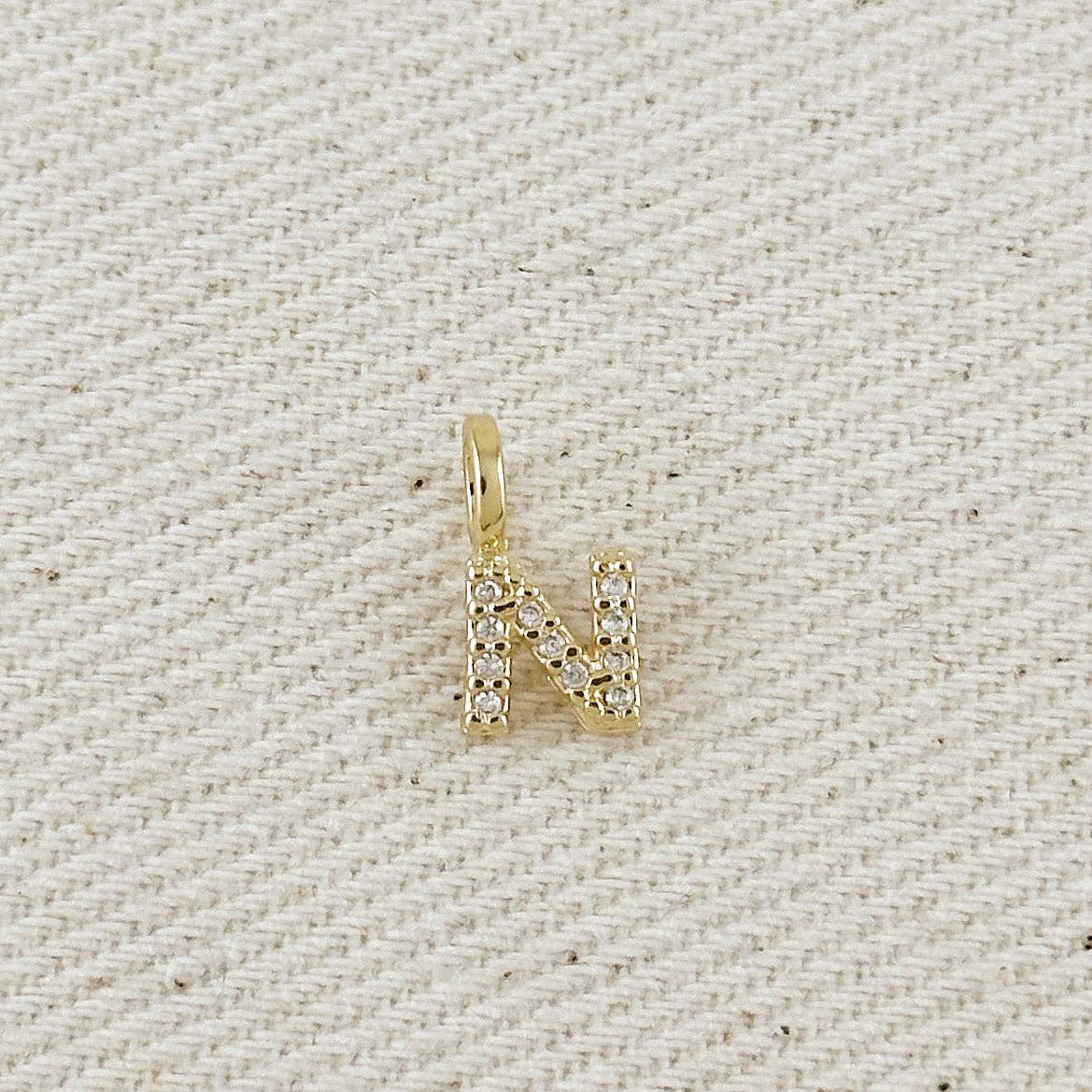 18k Gold filled Micro CZ Initial Letter Charm