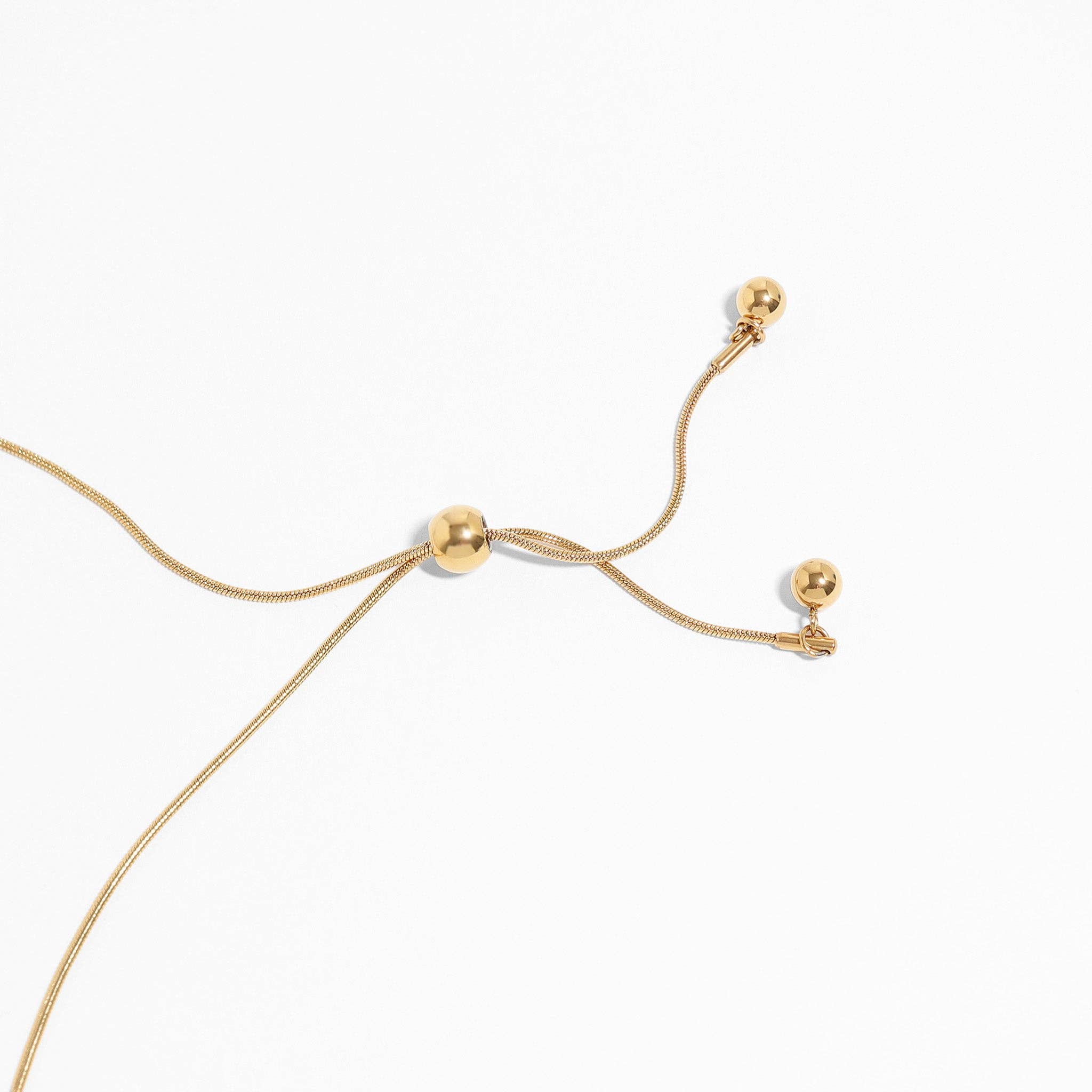 18K Gold PVD Stainless Steel Adjustable Ball Charm Necklace