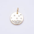 14K Gold Filled 18mm Clear CZ Dotted Round Pendant | Charms-01053