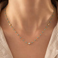 Gold Dipped Cz Pendant Enamel Accent Necklace