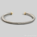 Gold Dipped Faceted Stone Ends Twisted Cuff Bracelet