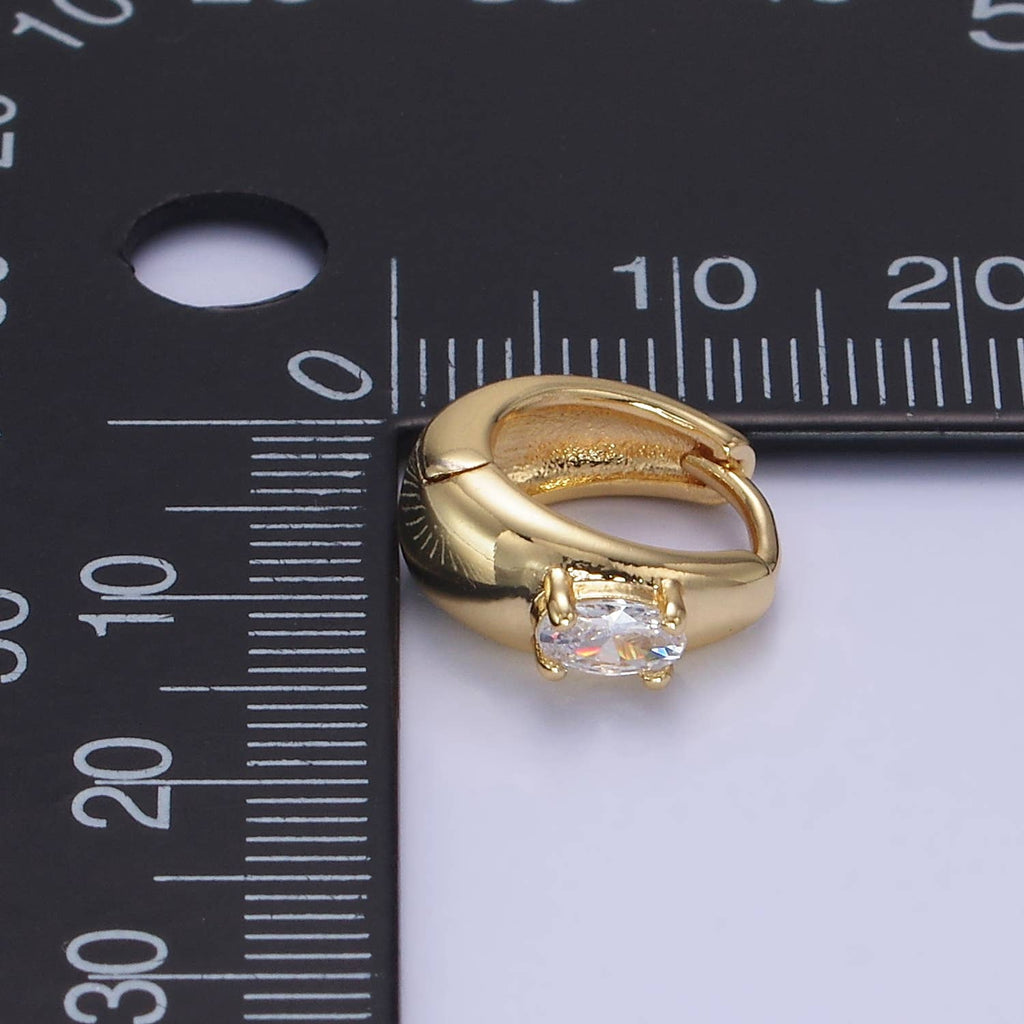 14K Gold Filled Oval CZ Dome Huggie Earrings | AB1258