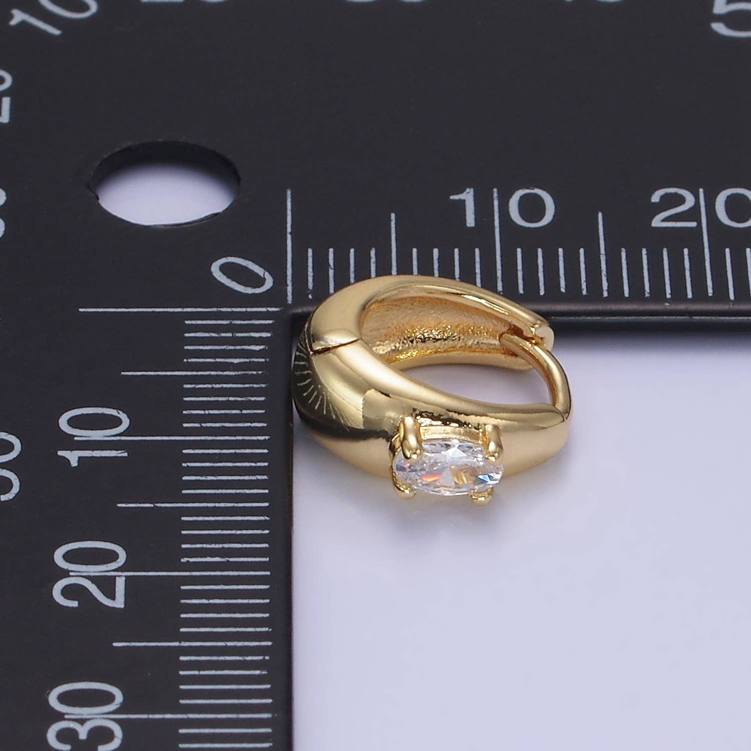 14K Gold Filled Oval CZ Dome Huggie Earrings | AB1258