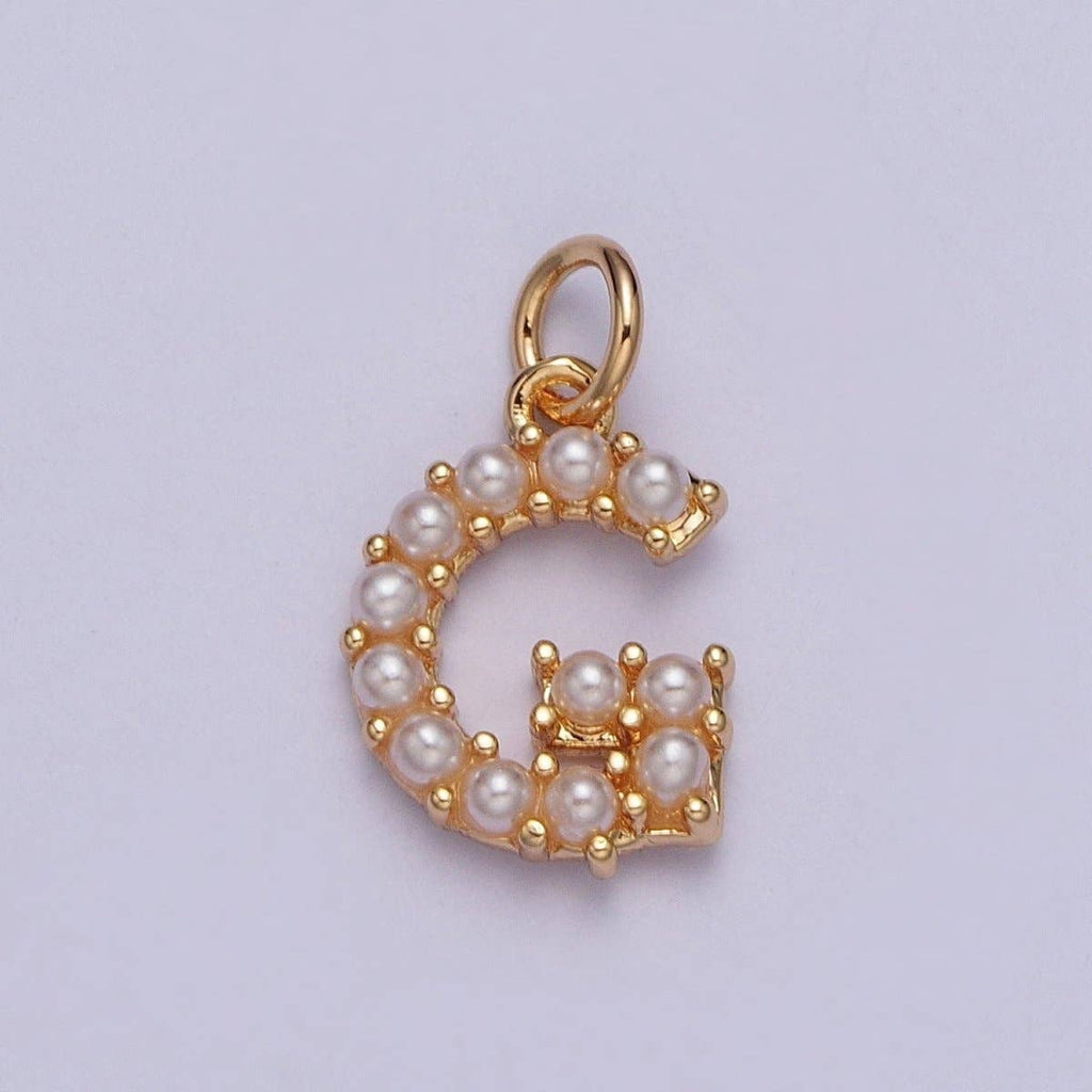 Mini Alphabet Pearl Charm Tiny Pearl Initial Charm 16K Gold Filled Charm for Personalized Jewelry | A-313-A-325