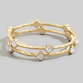 Clover Stone Station Hammered Bangle Set