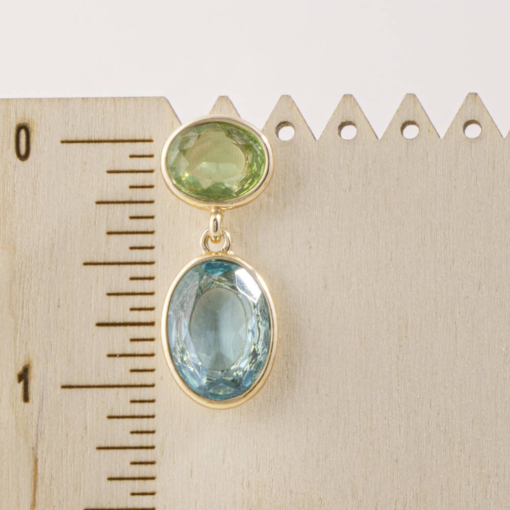 Faceted Double Oval Bezel Drop Earrings