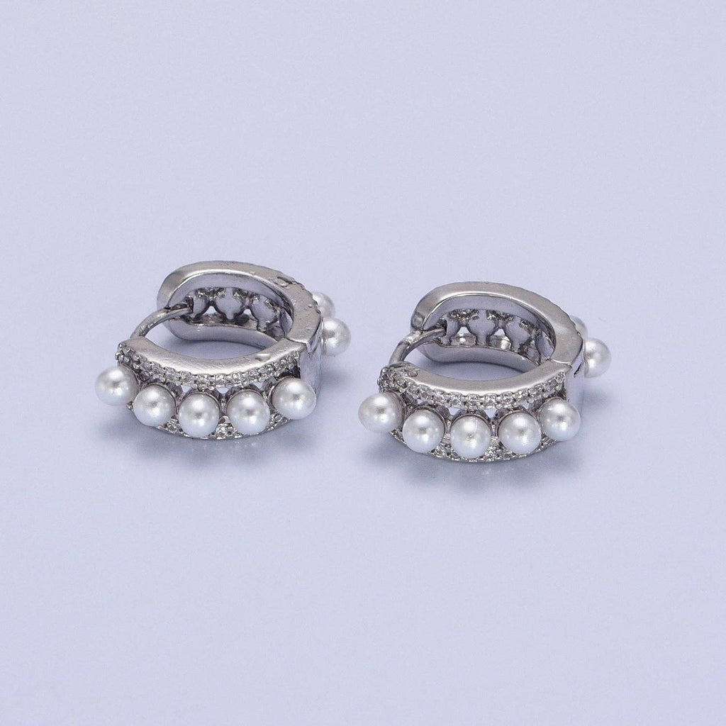 Gold Filled Pearl Hoop Huggie Earrings AB176 AB725
