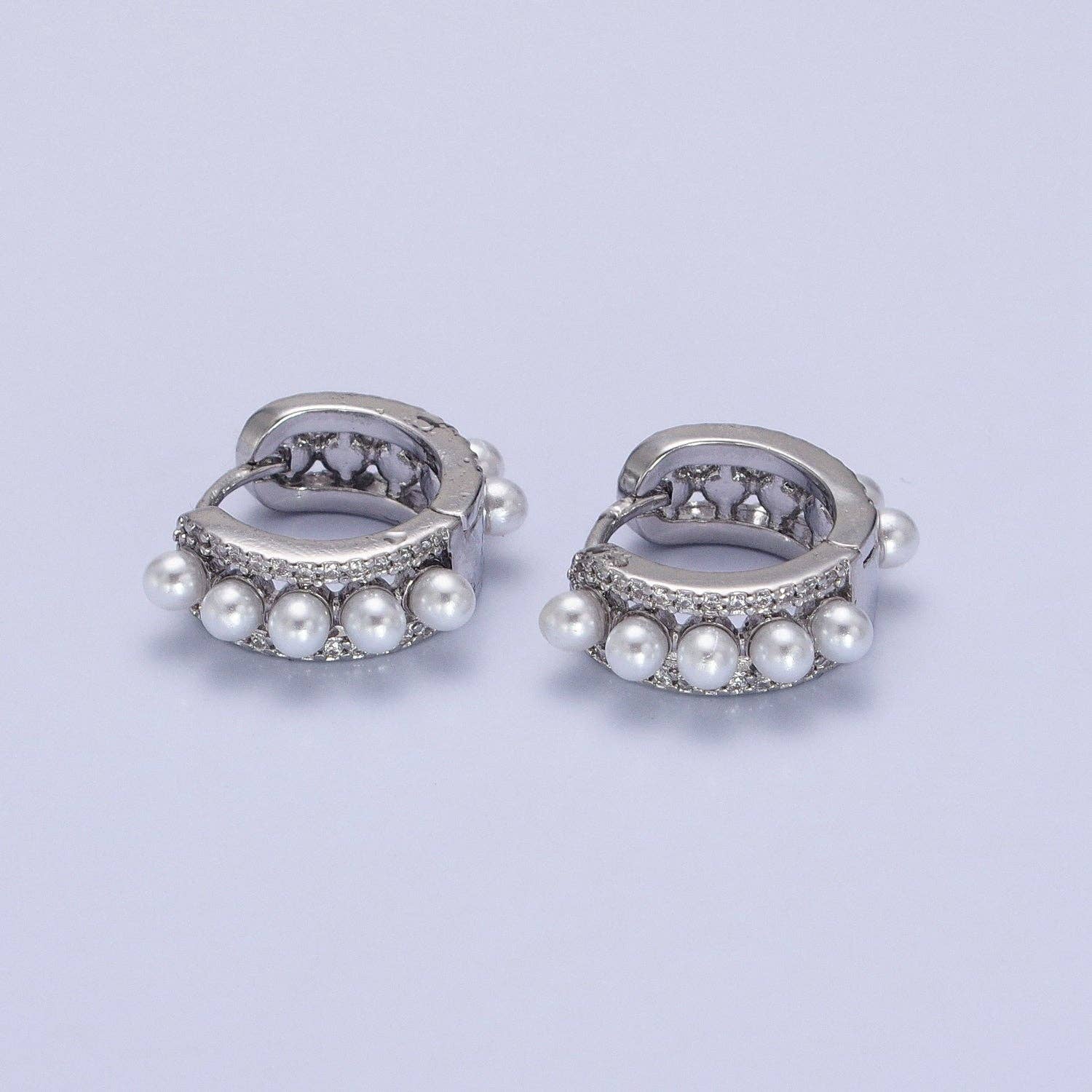 Gold Filled Pearl Hoop Huggie Earrings AB176 AB725