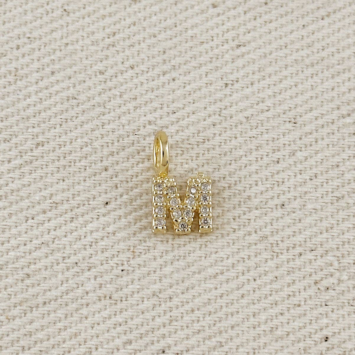 18k Gold filled Micro CZ Initial Letter Charm