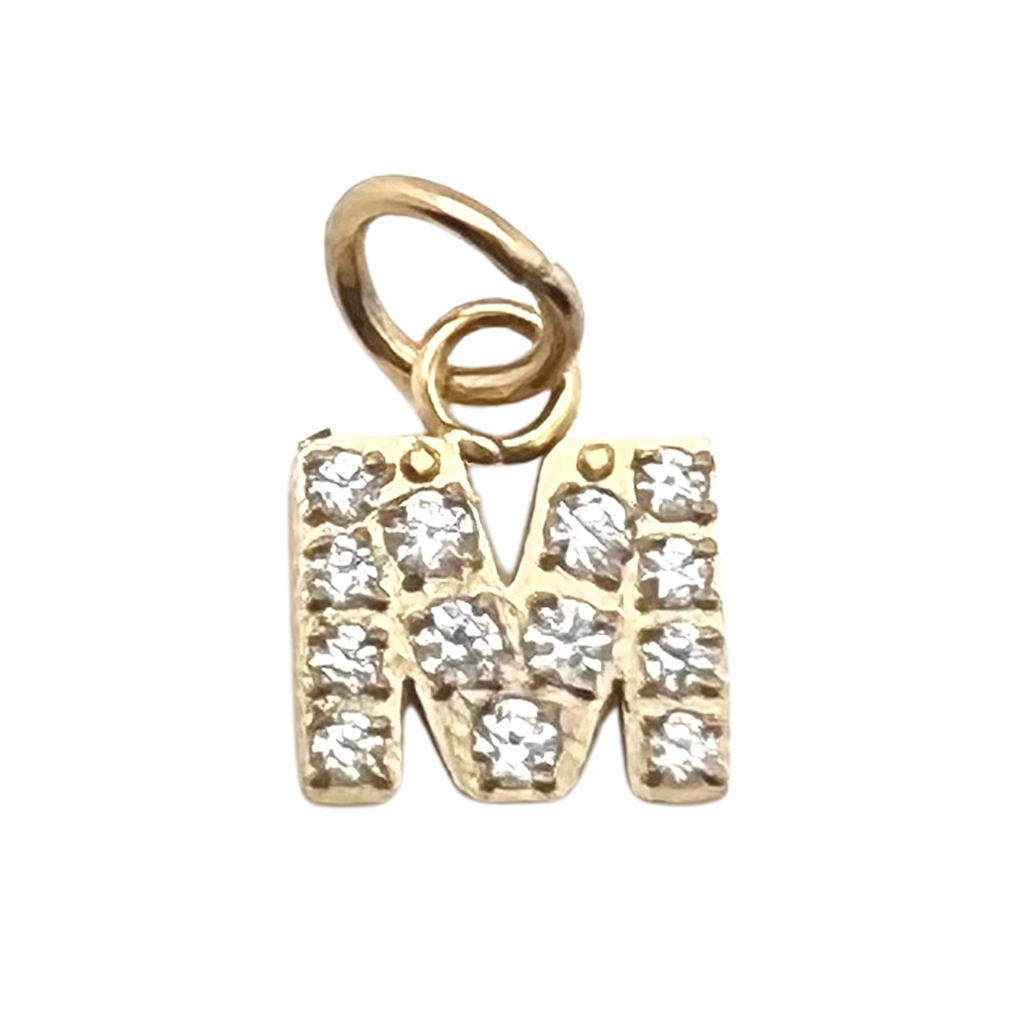 Gold Pavé Set CZ Initial Letter Charms
