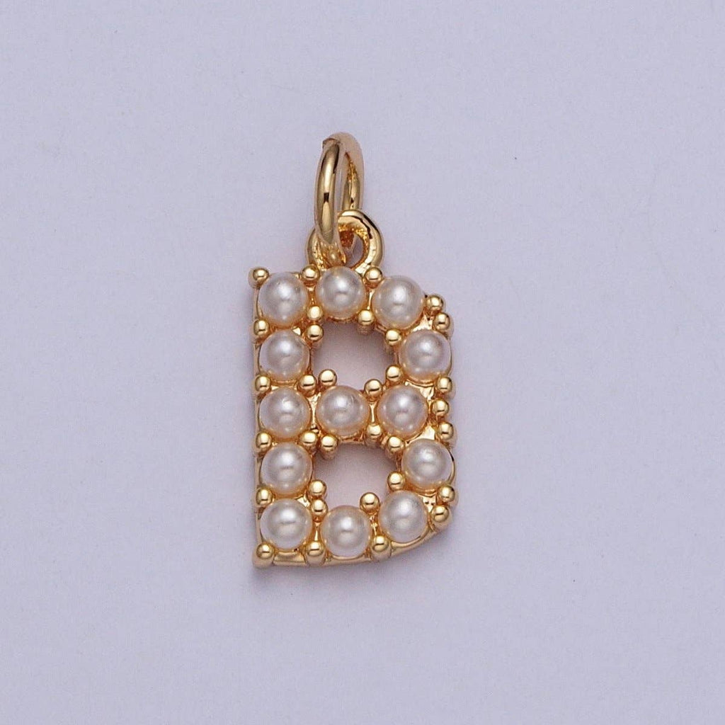 Mini Alphabet Pearl Charm Tiny Pearl Initial Charm 16K Gold Filled Charm for Personalized Jewelry | A-313-A-325