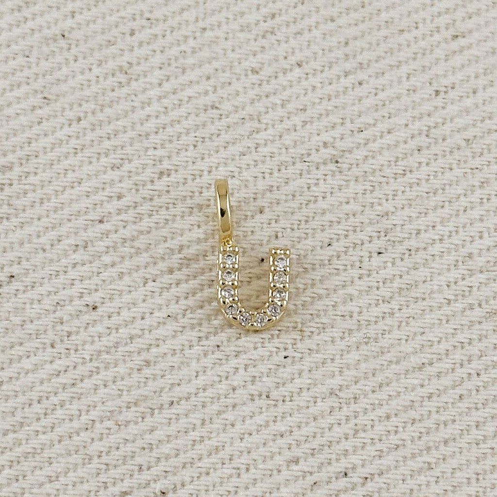 18k Gold filled Micro CZ Initial Letter Charm
