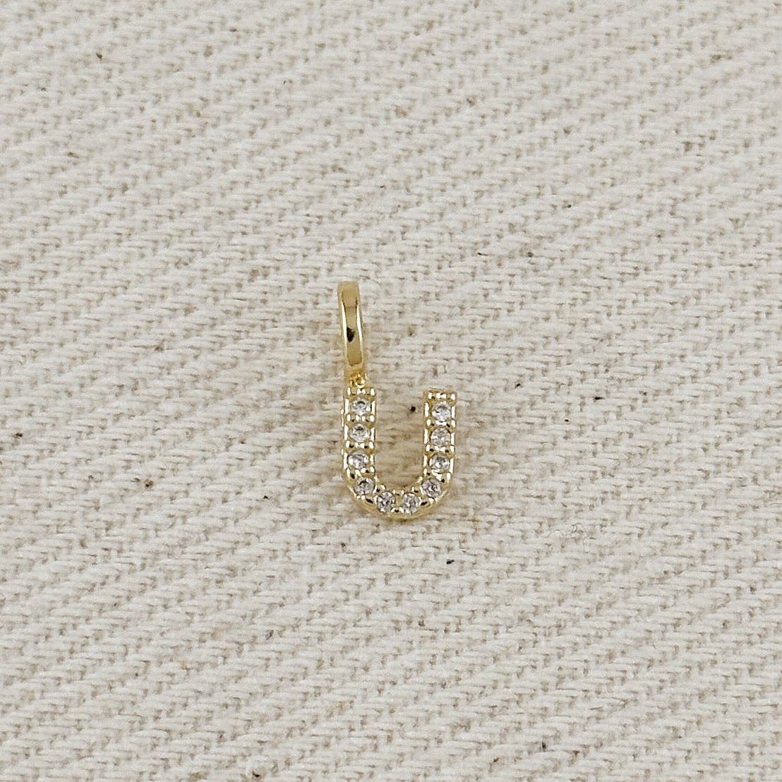 18k Gold filled Micro CZ Initial Letter Charm