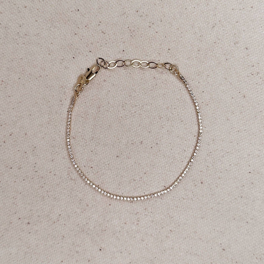 18k Gold Filled 1.2mm CZ Tennis Bracelet