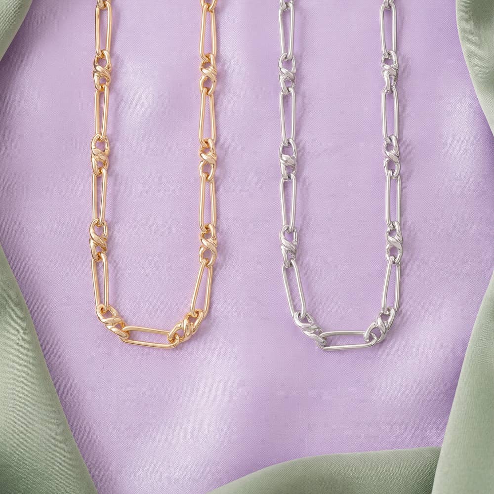 Mixed Paperclip Link Knot Chain Necklace