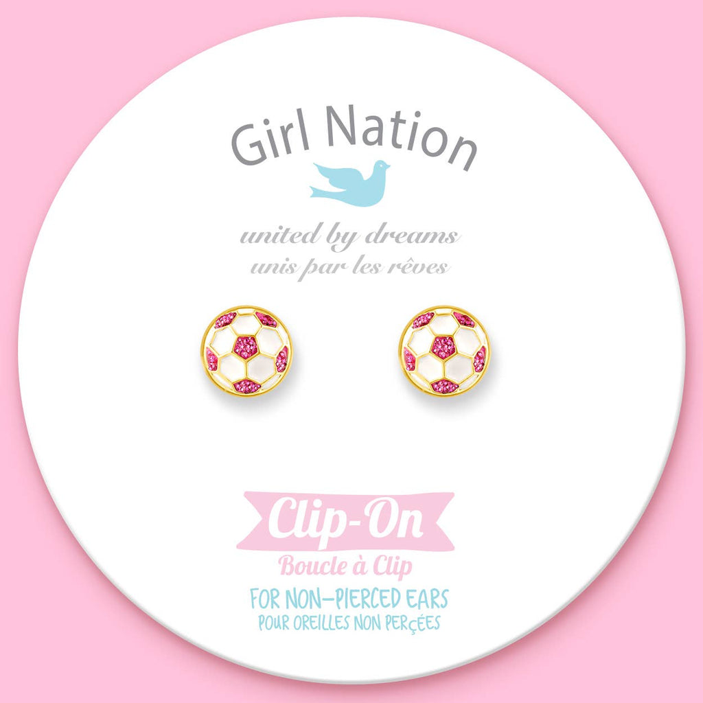 Soccer Ball Cutie Clip On Earrings for Kids