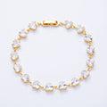 18K Gold Filled 7mm Clear, Pink CZ Heart Tennis Chain 7 Inch Bracelet | WA-04216 WA-04217