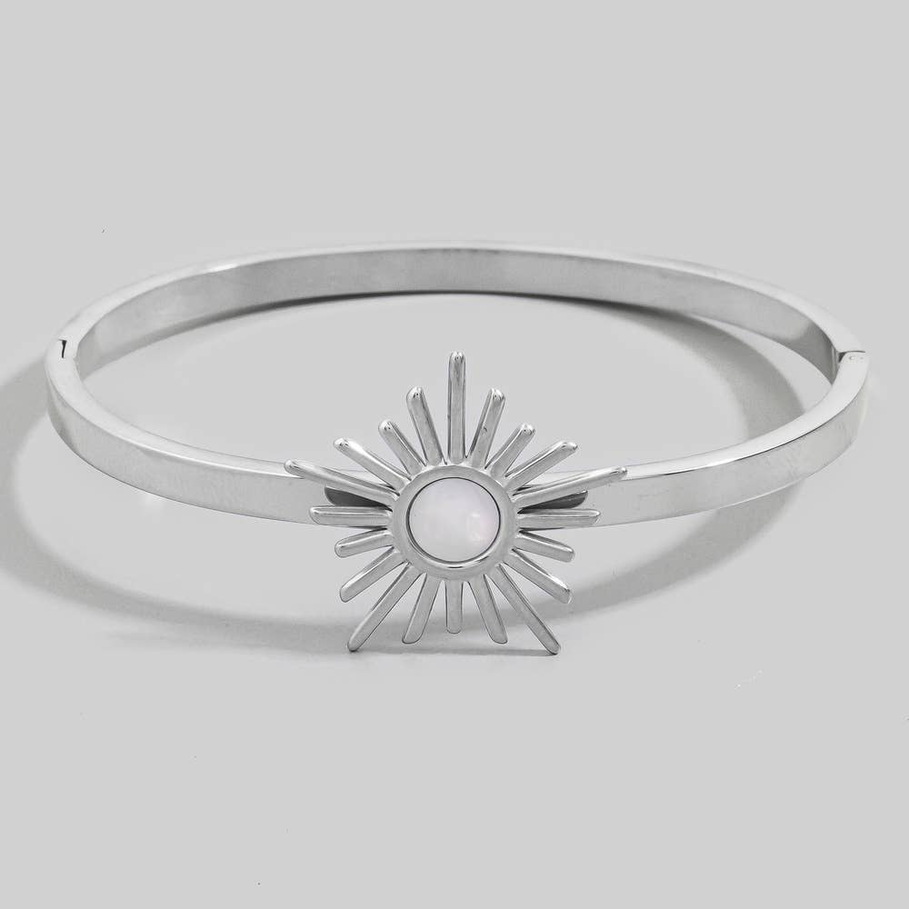 Gold Dipped Sunburst Opal Stone Bangle Bracelet