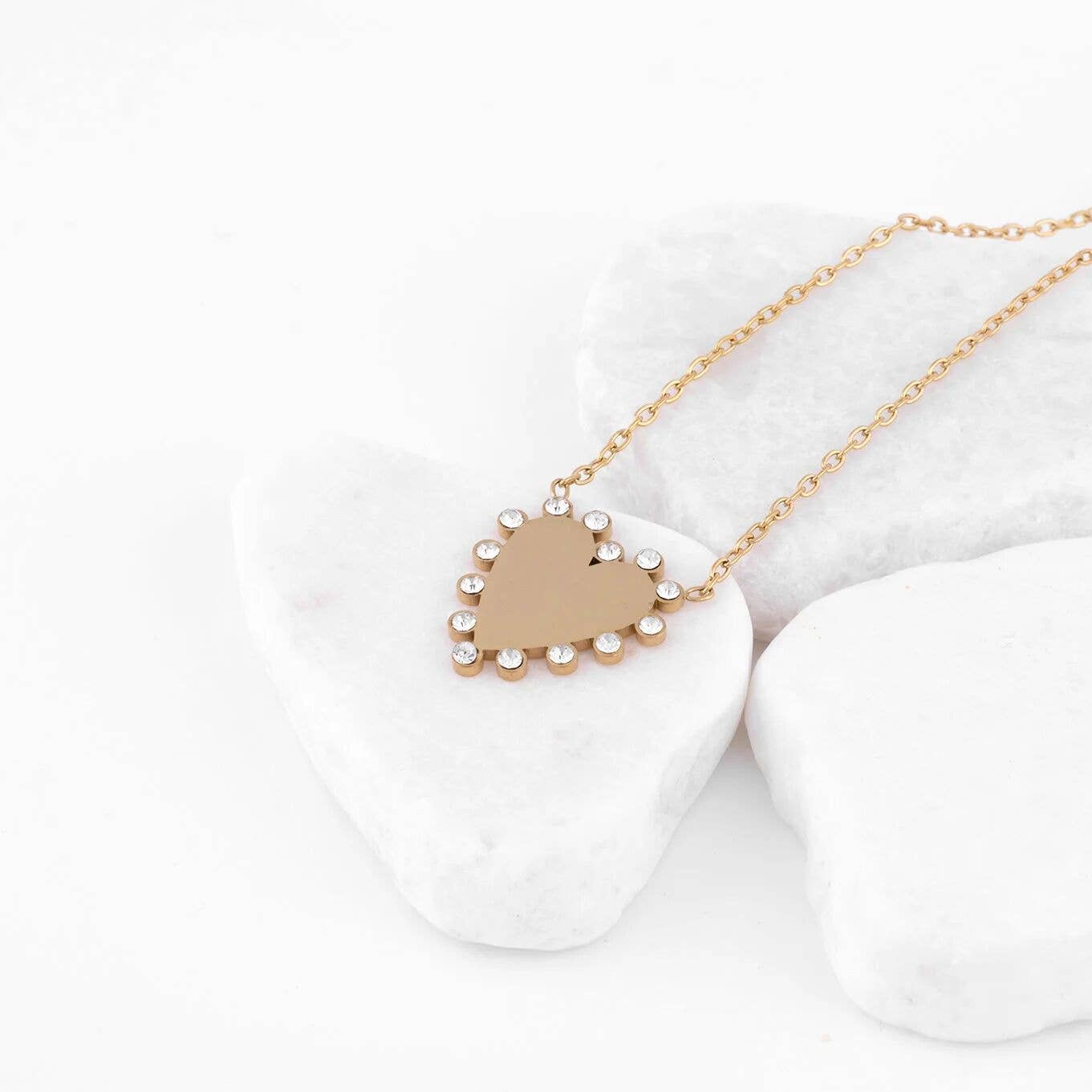 18K Gold PVD Stainless Steel Heart Pendant Necklace