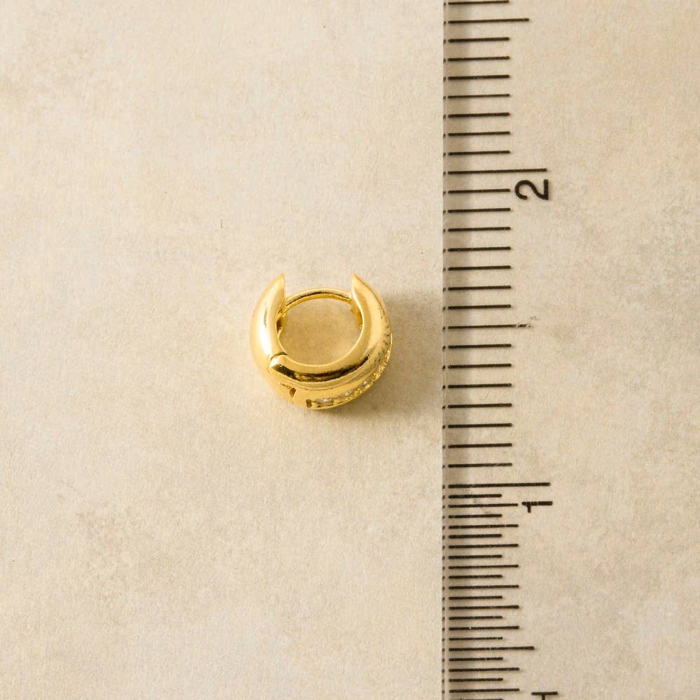 Gold Dipped Cz Pave Mini Hinge Hoop Earrings