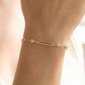 Bar & Round Cz Bezel Station Chain Bracelet